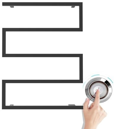 SkyFace Radiador toallero Negro para baño, toalleros electricos bajo Consumo 89W Electrico Secador de Toallas de Pared Calentador de Toallas Radiador de Baño, 600×800 mm