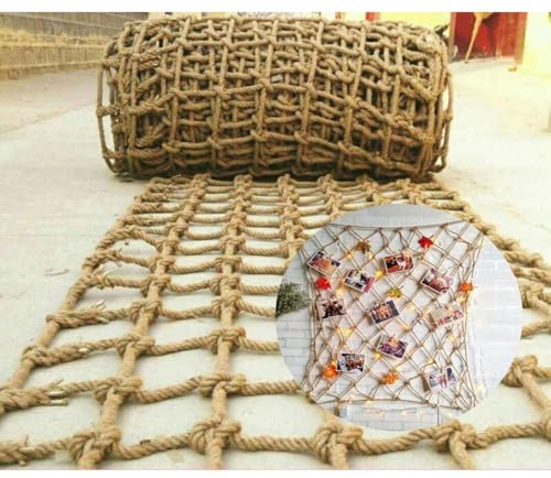 Rete Decorativa in Corda,Rete Decorativa in Juta e Canapa Naturale,Corda di Canapa Spessa 6 mm,Rete Protettiva per Balconi, Scale, Recinzioni, Giardini e Parchi Giochi(Size:0.5mx2m(1.6x6.5ft))