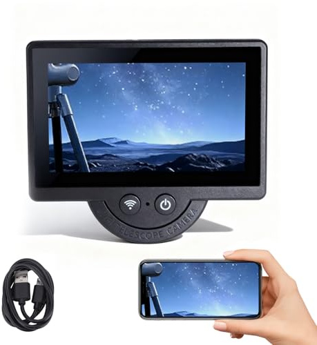 Lazmin112 Ocular con Cámara WiFi para Telescopio, Ocular Electrónico 1080P con Pantalla De 4,3 Pulgadas, Zoom Digital 2X, Phone App, Visualización En PC, para Telescopios 26Mm-47Mm
