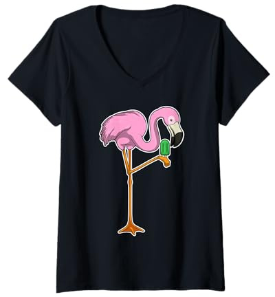 Femme Flamant Rose Bâtonnet glacé T-Shirt avec Col en V