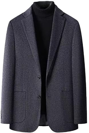 Generico Giacche da Uomo Blazer Casual Elegante Blazer in Lana A 2 Bottoni con Tasca Giacca da Abito da Lavoro vestibilità Regolare Cappotti Sportivi Solidi per Banchetti di Nozze Grigio Scuro XXL