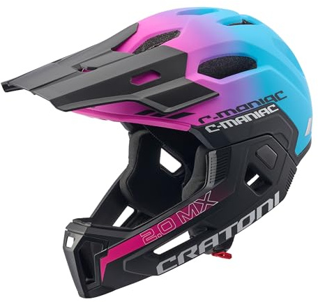 Cratoni C-Maniac 2.0 MX Fullfacehelm Fahrradhelm MTB-Helm, (pink Blue, M-L (54-58 cm))