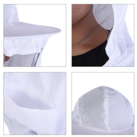 AUNMAS Beekeeper Suit Washable Cloth Beekeeping Protective Clothing with Black Net Veil Elasticated Cuffs and Waist Hooded Jacket and Pants for Apiary Workers Visitors