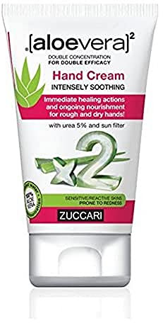Zuccari AloeVera2 Crema Mani, 50ml, Con Aloe Vera, Urea 5%, Allantoina e Glicerina, Protettiva e Nutriente, Assorbimento Rapido, Ideale per Mani Screpolate, Unghie Fragili e Arrossamenti