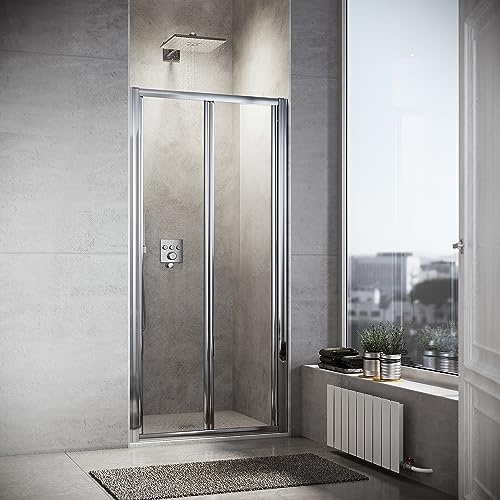 Duschkabine 90cm Nische Falttür Pendeltür Dusche Duschabtrennung Echtglas links/rechts