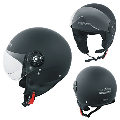 Motorradhelm Motorrad Roller Jet Helm Scooter Homologiert Avio Visor Mattschwarz XL