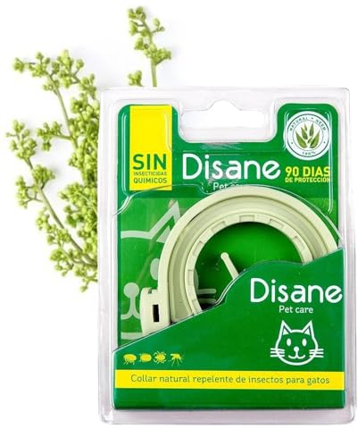 Collier anti-puces 100% naturel Disane pour chat | 3 mois de protection contre tous les types d'insectes | Collier antiparasitaire formulé sous contrôle vétérinaire