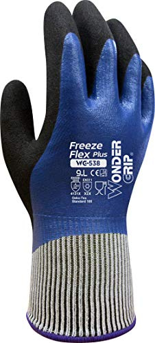 Wonder Grip WG-538 Freeze Flex Plus - Arbeitshandschuhe, Ölbeständig mit Frostschutz und dreifacher Nitrilbeschichtung, Anti-Rutsch, Schutzhandschuhe, thermo handschuhe, gr XL / 10, Blau