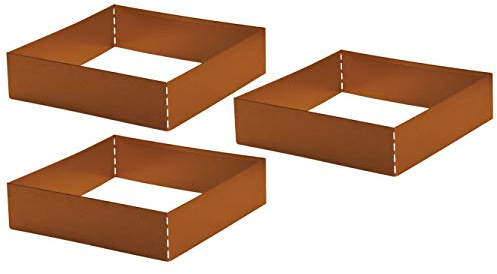 Premium Rasenkante Square 40x40 cm Corten Beetumrandung Rasenbegrenzung Beeteinfassung 3 Stück von Gartenwelt Riegelsberger