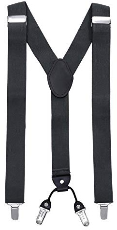 MASADA tirantes calidad fabricados a mano, con cierres resistentes y ajustes continuos con anchura de 3,5 cm para tallas de hasta 195 cm Gris oscuro