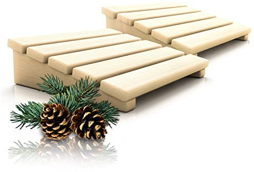 CozyNature Appui-tête/dossier de sauna en pin finlandais de haute qualité | Set de 2 pièces | Accessoires de sauna 2en1 | 100% fait main en bois durable