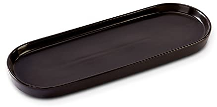 Simple Style Ceramic Sink Tray - Bathroom and Kitchen Counter Tray (Black)