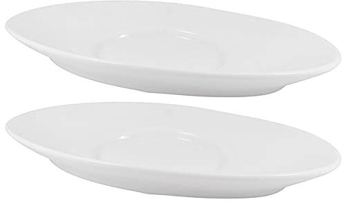 Juego de 2 bandejas de porcelana blanca ovaladas para servir alimentos y dulces, 21 cm