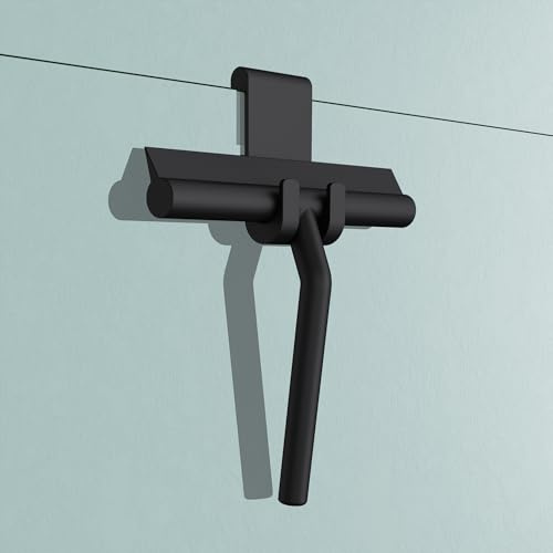 Mai & Mai Duschabzieher schwarz matt inkl. Aufhänger Silikon Abzieher 19x21cm (LxB) Badezimmer Scheibenabzieher