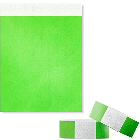 100 unidades de pulseras de entrada, resistentes al agua, para control y seguridad en eventos y eventos, 19 x 255 mm (Verde)