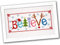 Counted Cross Stitch Kit 'Believe' - Embroidery Set for The Holidays, Encouragement, or Inspiring Everyday Possibilities with a Christmas Tree, Snowflake, Deer and Santa Hat