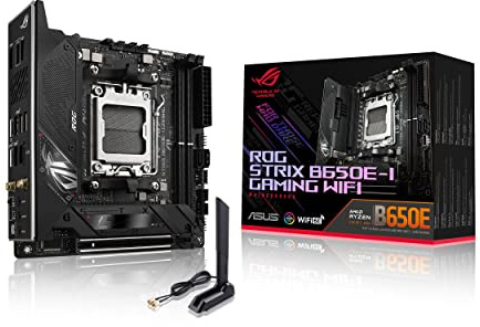 ASUS ROG Strix B650E-I Gaming WiFi AMD B650 AM5 Ryzen™ Desktop 9000 8000 & 7000 mini-ITX mITX Motherboard, 10+2 Power Stages, DDR5, 2X M.2 Slot, PCIe® 5.0, 2.5G LAN, WiFi 6E, USB 3.2 Gen 2x2 Type-C