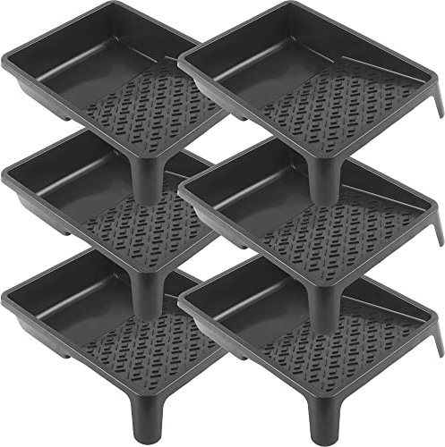 BAUSTER® Lot de 6 bacs à peinture 320 x 250 mm - En plastique - Avec poignée pratique - Grand bol de peinture - Accessoire de peinture léger - Nécessaire de peinture - Noir (6 pièces)