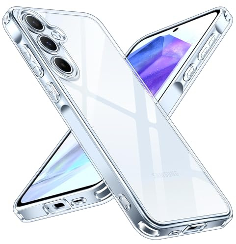 ivoler Anti-Amarillo Clara Funda para Samsung Galaxy A55 5G, Carcasa Bumper Teléfono Antigolpes Transparente, [Protección de Cámara] Silicona Anti-arañazos PC Duro Case