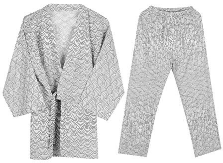 TCNGKIJIUK Ensemble Pyjama Kimono pour Homme Femme Vêtements de Nuit en Coton Peignoir de Bain Doux Chemise de Nuit Confortable Vêtement de Maison Costume de Pyjama pour Spa Sauna Hôtel