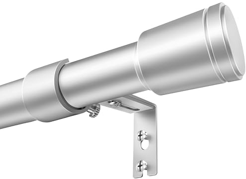 Silver Curtain Rods for Windows, 1 Pack 30-120 Inch Heavy Duty Curtain Rod