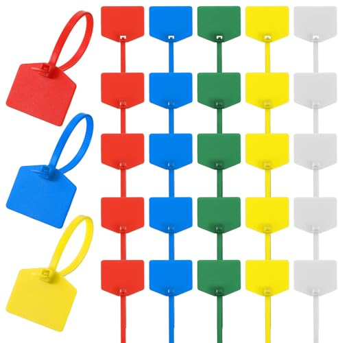 Classicseali Lot de 150 étiquettes de câble colorées, étiquettes autobloquantes en plastique pour étiquetage, attaches de câble inscriptibles, identification des bagages, marquage et organisation de