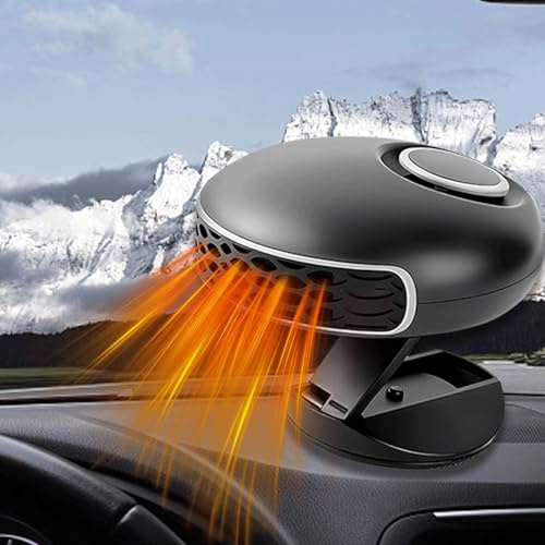 Calefactor de Coche, 12V 150W Calentador de Coche Portátil, 2 en 1 Calentador y Ventilador con Rotación de 360 Grados, Descongelador y Desempañador de Parabrisas Calentamiento Rápido para Coche