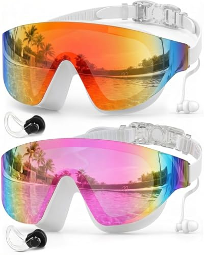 Zoomsnail Swimming Goggles, Frameless Swimming Goggles with Wide Vision, Anti Fog Anti-UV, No Leaking Pool Goggles for Men Women Adults