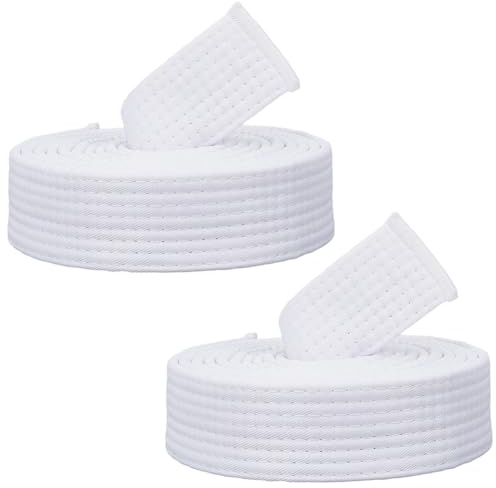 CREATCABIN 2 st vita Jiu Jitsu-bälten polyester kampsportbälte Judo Karate TKD Aikido Uniform Ranking Taekwondo bälte lång mjuk universell passform vuxenbälten för Hapkido sport träningsutrustning 2,8