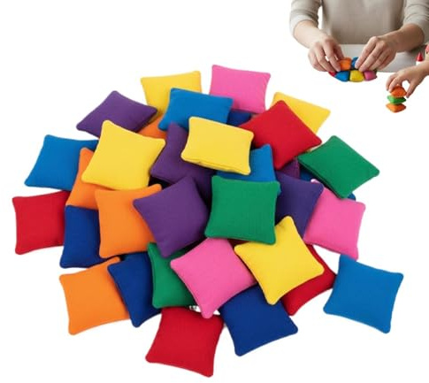 Set med Kastpåsar 20 stycken färgglada kastpåsar, 5 x 5,5 cm minifyrkanter | Kastpåsar för Cornhole kastspel Skolbarns Fester Och Familjesammankomster, Kasttävlingar, För Både Pojkar Och Flickor