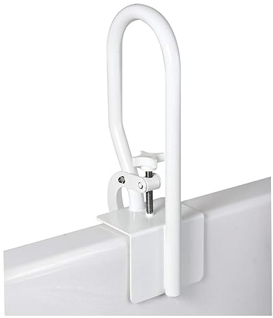 Carex White Bathtub Rail - Grab Bars for Bathroom, Bathtubs & Showers - Side Hand Grip Railing & Support - Shower Handle & Bath Tub Bar Clamps for Seniors & Elderly