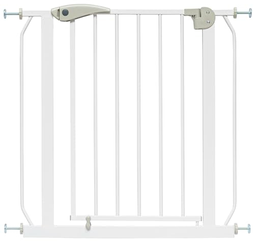 ib style Cancelletto per Bambini di Sicurezza Berrin 115-125 cm - Scale e Porte, Senza forature, Metallo, 90° Stop, Anche per Cani e Animali Domestici, Bianco