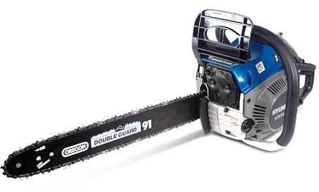 HYUNDAI – Tronçonneuse thermique 46 cm³ - Longueur de guide 45,72 cm – Guide et chaine oregon - Système anti vibration - Vitesse d'avancement de la chaîne 21 m/s - HTRT45-6