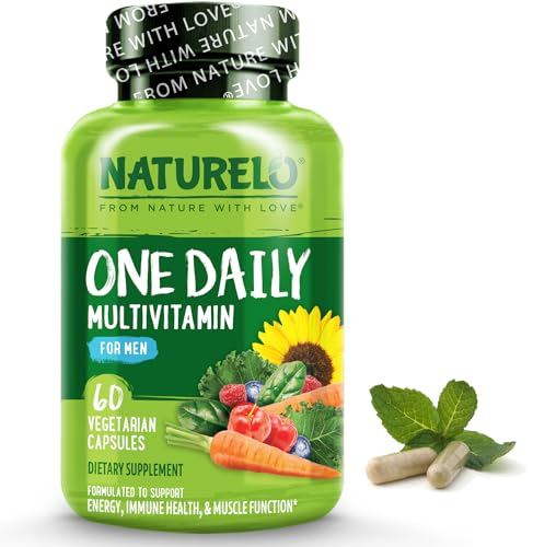NATURELO One Daily Multivitamin for Men - with Natural Food-Based Vitamins, Minerals, Fruit & Vegetable Extracts - Best for Maintaining Essential Nutrients - 60 Vegan Capsules | 2 Month Supply
