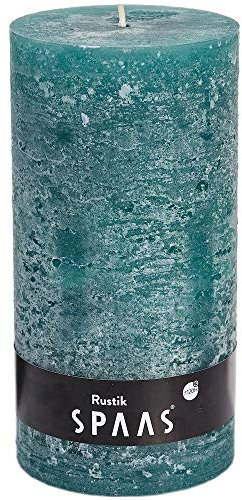 Spaas - Candela a colonna rustica, senza profumo, 100/200 mm, ± 120 ore, colore: Verde smeraldo