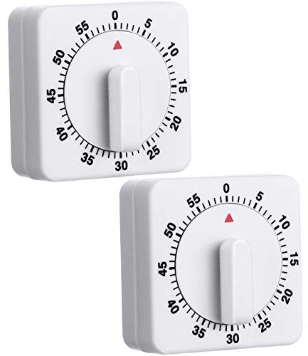 Weewooday 2 Pieces 60 Minute Visual Kitchen Timer Hour Mini Countdown Mechanical Timer Loud Voice for Kitchen, Homework, Exercise