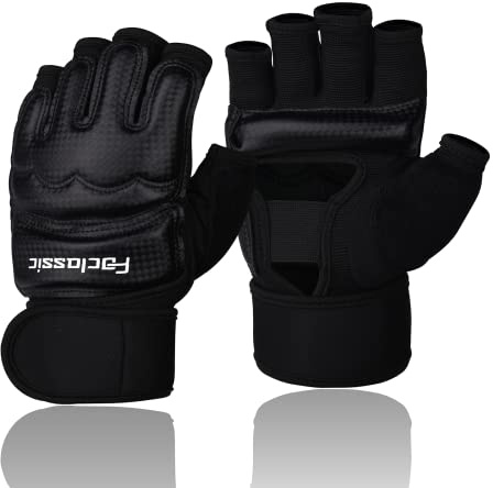 Kickboxing Sparring Gloves MMA Gloves Boxing Gloves for Men Women Kids Half Finger Punching Bag Gloves Fighting Gloves for Men Women Boxing Training Black Medium
