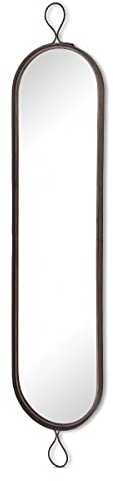 MirrorOutlet Großer Metall-Spiegel, rustikal, oval, 155 cm x 31 cm, Grün