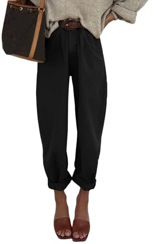 Astylish Black Jeans for Women High Waisted Baggy Boyfriend Mom Cropped Denim Pants Black Size 8