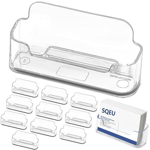 SENENQU Lot de 12 Support Carte de Visite Porte Carte de Visite en Acrylique Pour Bureau – Présentoir de Cartes de Visite en Plastique Transparent pour Exposition, Maison et Bureau