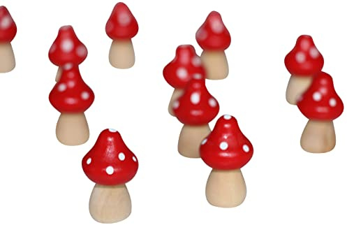 12 funghi mosca 2,2 cm funghi in legno di funghi volanti, portafortuna, decorazione per l'autunno, decorazione natalizia, funghi in legno, funghi sparsi funghi mosca