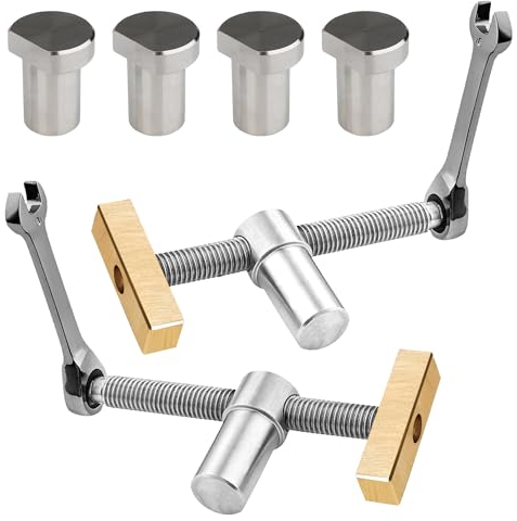 2 Piezas Tornillo de Banco de Trabajo con 4 Mordazas de Mesa, Sargentos Carpintero para Agujeros de Mesa de 20 mm, Tornillo de Banco Ajustable, Accesorios de Banco de Trabajo para Fijación Rápida