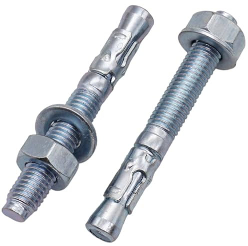 SKIR'CO Ancoraggi a cuneo zincati M10 x 80 mm, tasselli in metallo, bullone di ancoraggio, ancoraggio per muratura, ancoraggio per calcestruzzo, 4 pezzi