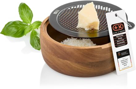 AdHoc GG33 CutnServe – Râpe de table fine en acier inox avec récipient intégré | Pour parmesan, fromage, chocolat ou noix | Design élégant et développement allemand pour les amateurs de cuisine