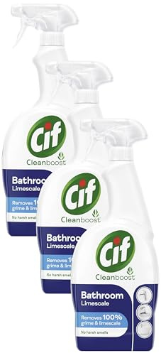Cif Power & Shine 100% soap scum & limescale removal Bathroom Spray for cleaning ceramic, chrome, enamel, plastic, and stainless-steel surfaces 700 ml (Pack of 3)