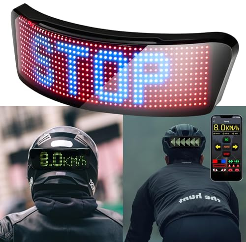 Lixada LED Vollfarb Helm Display für Fahrradhelm Motorradhelme, Blinkersystem Fahrrad,Fahrradbremslicht,Echtzeit-Geschwindigkeitsanzeige, APP-Verbindung, Unterstützt Individuelle Texte Graffiti