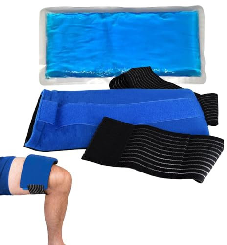 Bolsas de Gel Frío o Calor Reutilizables, 25 x 11 cm Bolsas Gel Frio con Correas para Hombros/Rodillas/Espalda/Tobillo, Tratamiento de Dolores y Lesiones