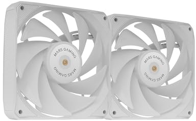 Mars Gaming MF-NCLX2, Kit 2x Ultrasilenta Fläktar 120mm, Hybridblad Design, 2-i-1 Fläktar med Hyperbalanserade Koppar FDB-lager, PWM-anslutning, Antivibrationskuddar, Vit