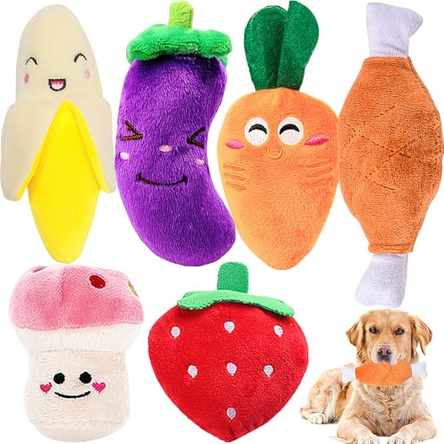 Speedy Panther 6 Pcs Squeaky Dog Toys, Plush Dog Toys, Dog Teddy Toys, Dog Teething Toys, Puppy Chew Toys for Small Medium Dogs