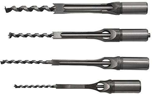 melairo 4Pcs Woodworking Square Hole Drill Bits Wood Mortising Chisel Set Mortise Chisel Bit Kits Woodworking Hole Saw Sets with Twist Drill DIY Mortising Chisel Power Tools